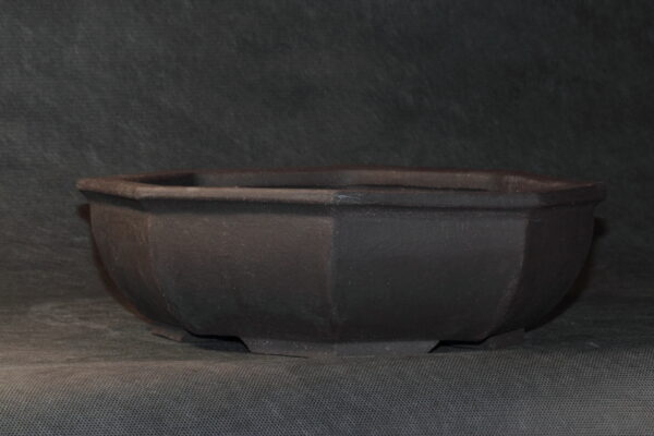 Pot à bonsaï octogonal en grès noir – Image 2