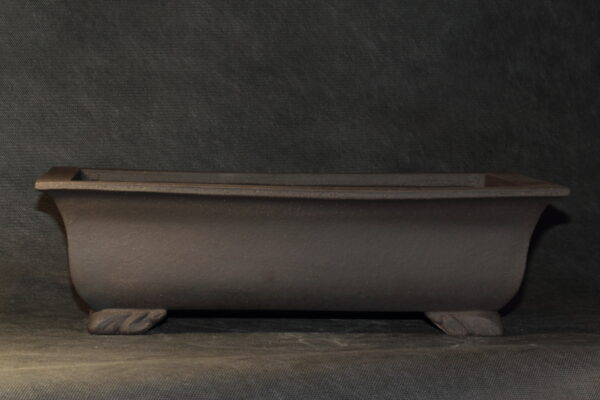Poterie bonsaï artisanale rectangle en grès noir – Image 2