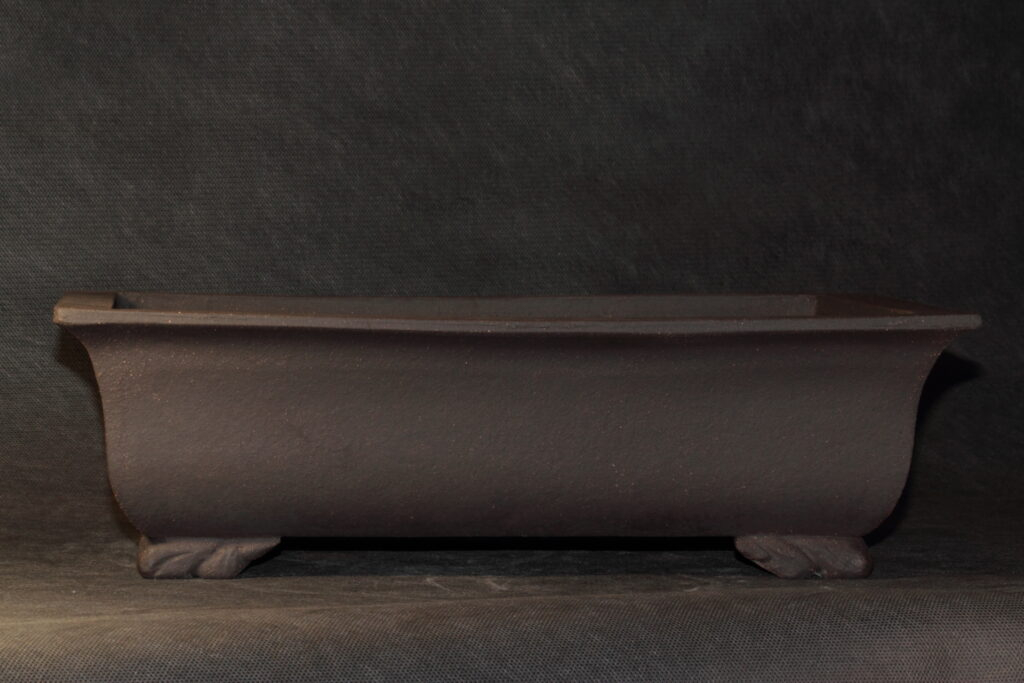 Poterie bonsaï artisanale rectangle en grès noir