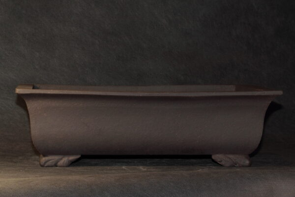Poterie bonsaï artisanale rectangle en grès noir