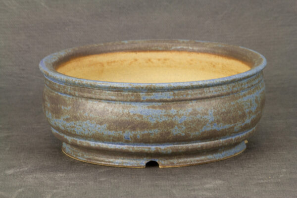 pot bonsaï rond bleu et marron