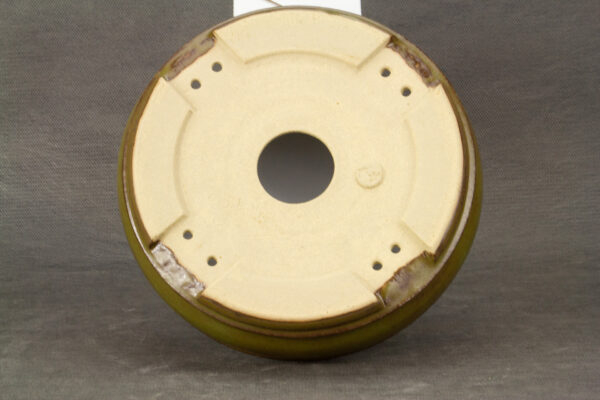 pot à bonsaï rond émaillé vert et brun – Image 2
