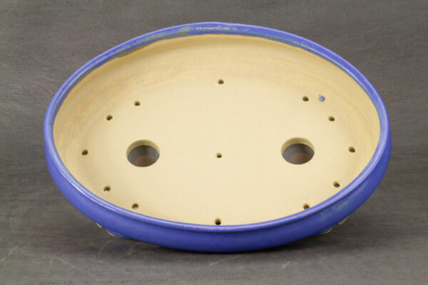 Pot à bonsaï ovale émaillé bleu – Image 4