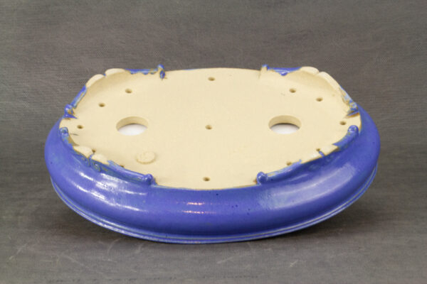 Pot à bonsaï ovale émaillé bleu – Image 5