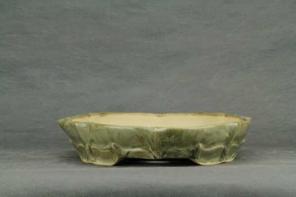 Pot à bonsaï ovale émaillé vert – Image 4