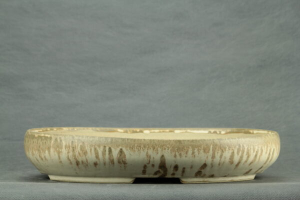 Pot à bonsaï ovale émaux de cendre beige – Image 2
