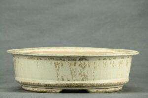 Pot à bonsaï rond émaux de cendre beige