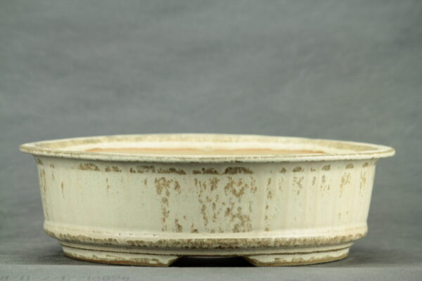 Pot à bonsaï rond émaux de cendre beige