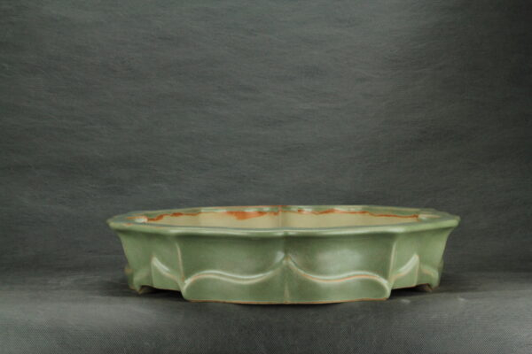 Grand pot à bonsaï lotus émaillé vert – Image 4
